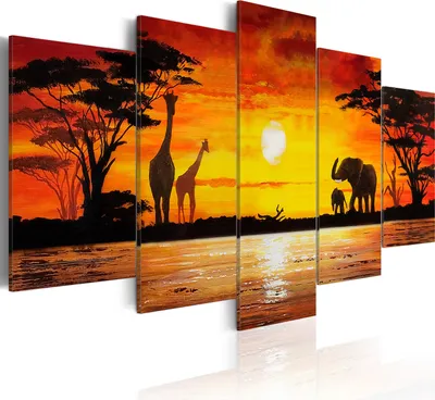Image de Tableau mural moderne 5730 (100x50) - 5 pièces Photographie sur toile intissé Photo Décoration murale Tableaux Impression artistique Afrique