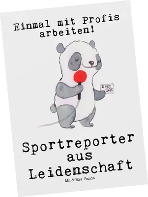 Produktbild von Mr. & Mrs. Panda Grußkarte Sportreporter Leidenschaft - Weiß - Geschenk, Postkarten, bildkarte, Postkarte, Ansichtskarten, Fotokarte