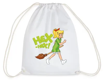 Produktbild von Spreadshirt Bibi Blocksberg Mit Kartoffelbrei Hex-Hex Turnbeutel, One size, Weiß