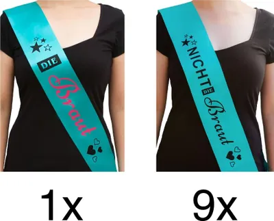 Produktbild von Oblique Unique Schärpe Die Braut + Nicht Die Braut Set JGA Hen Party Bride to be