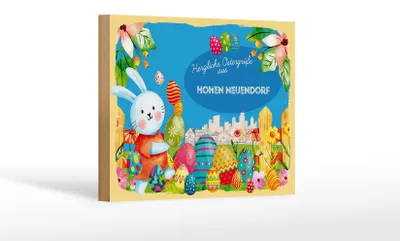 Produktbild von Holzschild Ostern Ostergrüße 18x12 cm HOHEN NEUENDORF Geschenk Dekoration