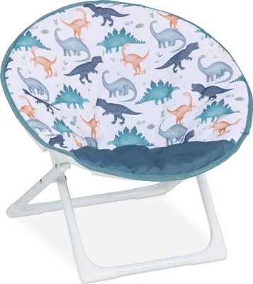 Zdjęcie produktu dla Relaxdays Moonchair dla dzieci, motyw dinozaurów, składane, wys. x szer. x gł.: 47 x 50 x 48 cm, krzesełko dla dzieci do użytku na zewnątrz i w pomieszczeniach, kolorowe