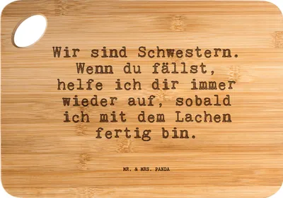 Produktbild von Mr. & Mrs. Panda Küchenbrett Wir sind Schwestern. Wenn... - Transparent - Geschenk, Holzbrett, Freundin, Frühstücksbrettchen, Frühstücksbrett, Frau, schneidunterlage
