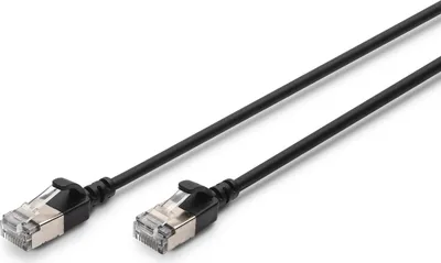 Zdjęcie produktu dla Digitus Kabel krosowy CAT 6A F-FTP Slim, AWG 32/7, 1,5 m, Cat6a, F/FTP (FFTP), RJ-45, RJ-45, Czarny