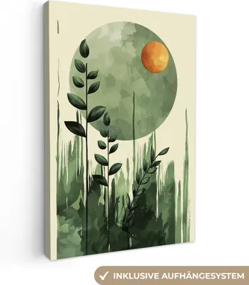 Produktbild von MuchoWow® - Leinwandbilder - Abstrakt - Natur - Kunst - Sonne - Modern, Wandbild, Wanddeko Bilder Wohnzimmer, 60x90cm