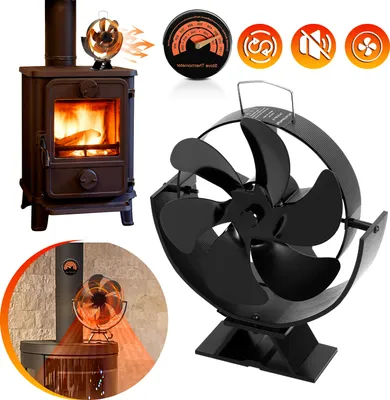 Productafbeelding van Jopassy ventilator met 6 bladen, energiezuinige ventilator voor kachels, houtovens en ovens. Werkt geruisloos. Ventilator, ovenventilator, voor open haarden en kachels