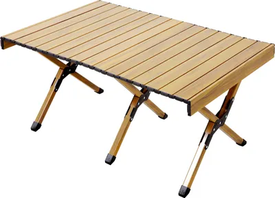 Image de JAWINIO Table de camping pliante Table pliante portable Aluminium aspect bois