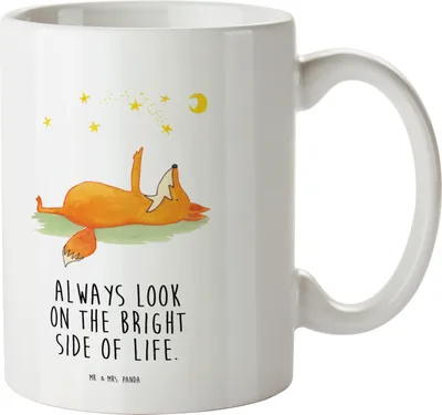 Produktbild von Mr. & Mrs. Panda Kindertasse Fuchs Sterne - Weiß - Geschenk, Mond, Positiv, Pott, Haferl, Hoffnung, Trinklernbecher, Optimistisch, Romantik, Camping Tasse, Plastikbecher