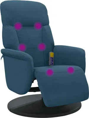 Produktbild von vidaXL Massagesessel mit Fußteil Blau Samt