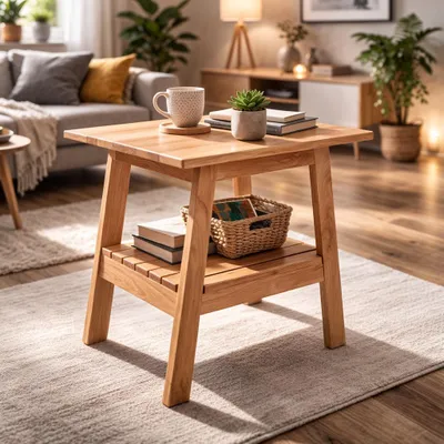 Produktbild von Kindertisch 50x40x50 Beistelltisch Eiche geölt Kindergartentisch #4503