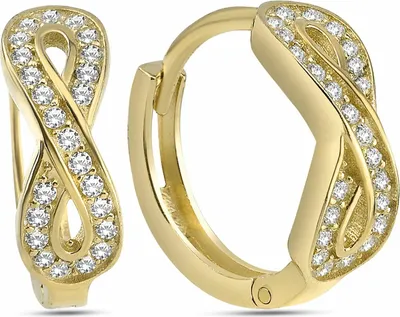 Produktbild von Dkeniz Creolen 925/- Sterling Silber 2 cm Gold Zirkonia weiß 145230038