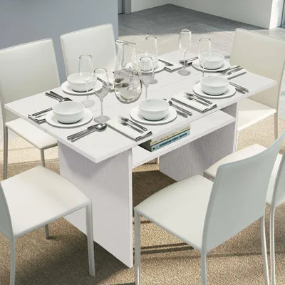 Immagine prodotto di Dmora Consolle Allungabile Agrippino 35x120x75h cm Bianco, 6 Posti Italy