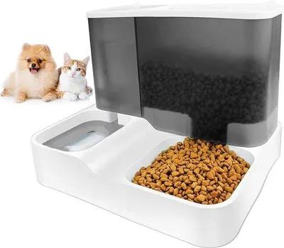 Produktbild von Famanu Automatische Futterstation - Tränke und Futterspender für Katzen - Weiß