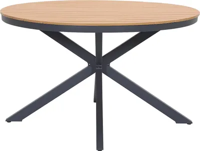 Produktbild von Runder Aluminium-Gartentisch mit einem Durchmesser von 125 cm – Anthrazit und hell naturfarben – ZEYVA von MYLIA