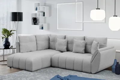 Produktbild von AX LIVING Ecksofa mit Schlaffunktion Corleone L Sofa Hellgrau 268 cm