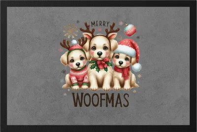 Produktbild von Merry Woofmas Lustiges Hundemotiv Fußmatte Geschenkidee witziges Design Weihnachten