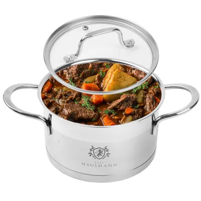 Immagine prodotto di Pentola da cucina 1.9L Pentola da cucina con coperchio in vetro TOPF gas induzione acciaio inox