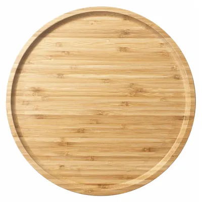 Image de Assiette de service en bambou, plateau rond en bois de 35 cm