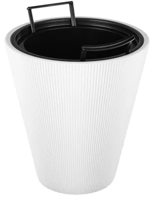 Image de Pot de fleurs - Pot de plantation - Plastique - Design moderne - 32,5 x 29,5 cm - Pour fleurs et plantes vertes - Blanc