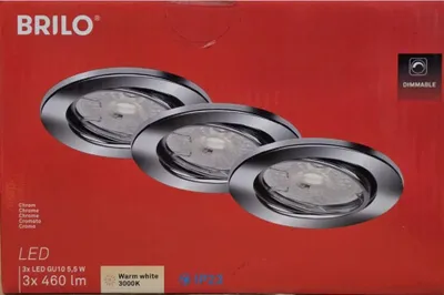 Immagine prodotto di Luci da incasso LED dimmerabili orientabili 3xGU10 5,5W metallo cromato Ø8,6cm Briloner