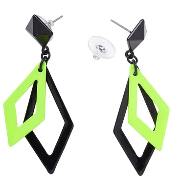 Produktbild von Grün Schwarz Neon Diamant Ohrringe 80er Disco
