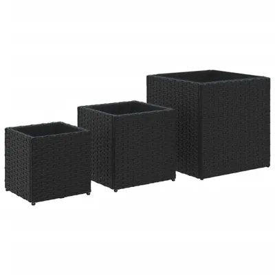 Produktbild von Pflanzkübel 3 Stk. Schwarz Poly Rattan