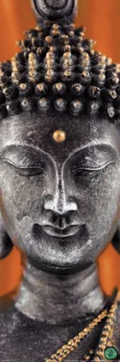 Produktbild von Buddhismus Kunstdruck Bild - Buddha Statue Orange (91 x 30 cm)