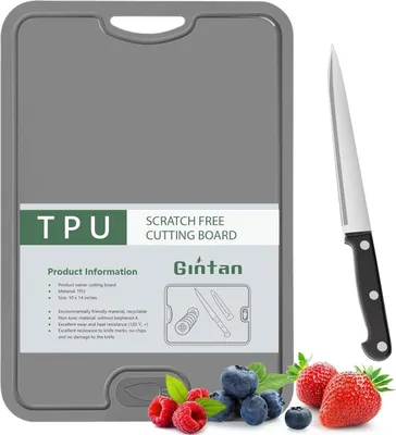 Zdjęcie produktu dla Elastyczna deska do krojenia z TPU bez BPA z nożem i rowkiem na sok 1 szt