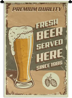 Produktbild von MuchoWow® Wandteppich Wandbehang Mancave - Biergläser - Vintage - Zitate 120x180 cm Tapisserie Dekoration Wandtuch - Schlafzimmer - Dekorationen für das Haus