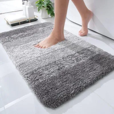 Imagen del producto de Alfombrilla de baño de microfibra Ibenzoa® de 40 x 60 cm – 3 cm de felpa, absorbente y antideslizante (TPR), suave y lavable