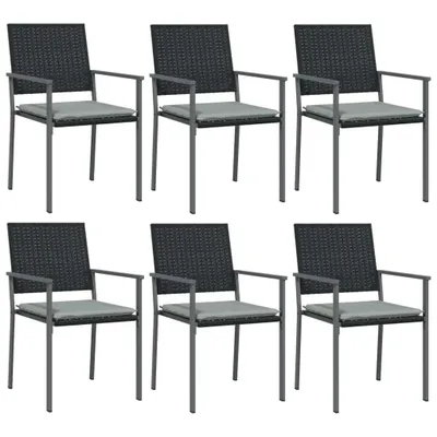 Immagine prodotto di vidaXL Sedie da giardino con cuscini 6 pezzi nero 54x62,5x89cm poly rattan