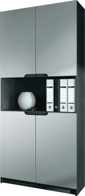 Produktbild von Vladon Büroschrank Logan V2,  Germany, Aktenschrank mit 5 Fächern und 4 Türen, Schwarz matt/Hellgrau Seidenmatt (82 x 184 x 37 cm)