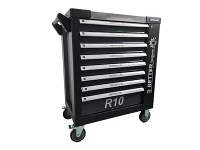 Produktbild von RETTER R10 Werkzeugwagen 8 Schubladen mit Werkzeugset Black Edition