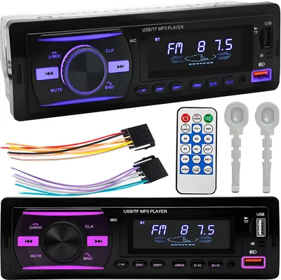 Produktbild von Bluetooth Autoradio 1 DIN mit Freisprecheinrichtung, 2 USB-Ports, FM Tuner, AUX, RGB Farben, SD/MicroSD Unterstützung und Fernbedienung
