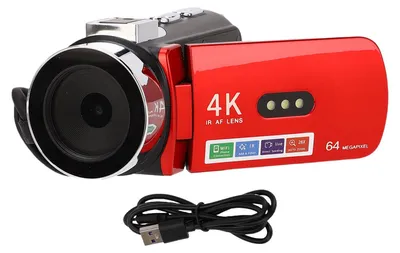 Immagine prodotto di Videocamera 4K da 64 MP con WiFi per vlog, dotata di schermo da 3,0 pollici ruotabile a 180 gradi, ideale per la fotografia di viaggio