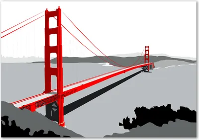 Produktbild von Tulup® Glas-Bild - 100 x 70 - Wandbild aus Glas - Wandkunst - Wandbild hinter gehärtetem Sicherheitsglas - Landschaften - San Francisco Brücke - Rot