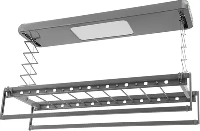 Obrázek produktu pro Elektrický sušák na prádlo – sušák integrovaný do stropu – 220 V – výsuvný – nastavitelný – dálkové ovládání – LED osvětlení – šedý