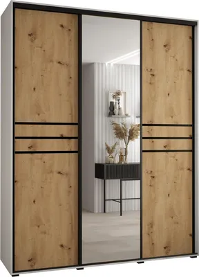 Produktbild von MEBLE KRYSPOL Davos 11 Schrank, drei Türen - 235,2x190x60 cm - Weiß Artisan Schwarz