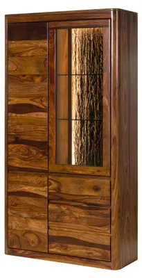 Produktbild von MASSIVMOEBEL24 Vitrine Sheesham 109x40x202 walnuss gewachst TORONTO LUX #211