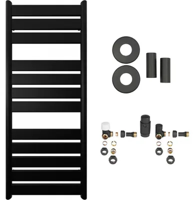 Imagen del producto de CERANO - Juego de radiador para baño Arturo - calefacción central - conexión lateral - 644W -  mate - 1200x500 mm