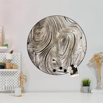 Produktbild von Design Stahlmagnettafel Schwarz Rund 47cm Holzwirbel