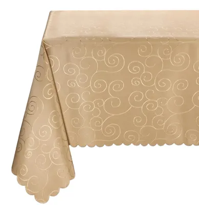 Tischdecke Damast Ornamente, 130 x 340 cm, Cappuccino, bügelfrei