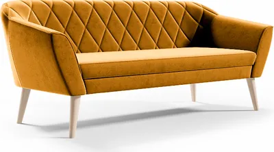 Produktbild von BETTSO Klassisch Sofa 3 Sitzer Scandinavisches Design Holzbeinen Elegantes Couch Polstersofa für Wohnzimmer VIVA 3 Gelb Honiggelb