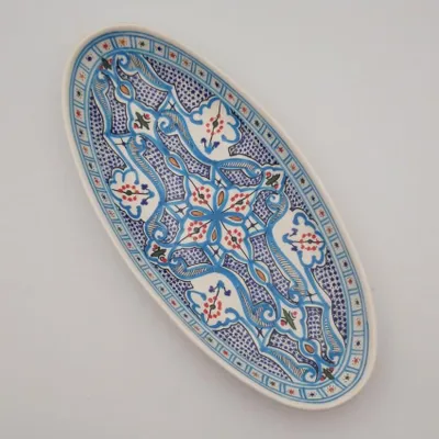 Image de Plat ovale Marocain turquoise - L 53 cm