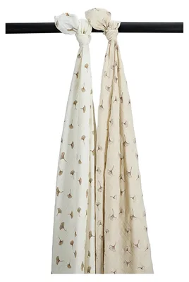 Produktbild von Meyco Baby Gingko Wickeltücher - 2er-Pack - Offwhite/Soft Sand - 120x120 cm