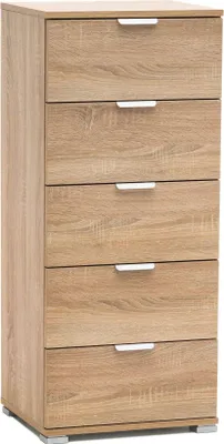 Immagine prodotto di Milani Home - cassettiera 5 cassetti 45 x 38 x 103 cm, marrone chiaro, truciolare bilaminato, fatto in Italia