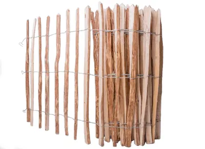 Produktbild von SEVICO 5m Staketenzaun 80cm x 5m mit Lattenabstand 3-4cm Zaunlatte Gartenzaun aus Haselnuss Natur STAHLKRAMPEN GRATIS V26 3-4