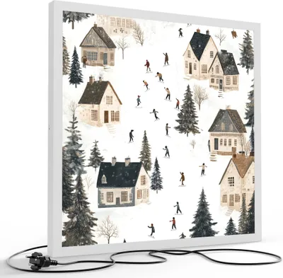 Produktbild von DEQORI LED-Bild & Lampe 60x60 cm Weiß 'Idyll im Schneetal' Leuchtbild LED Leuchte