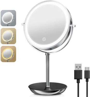 Image de Miroir de maquillage avec lampes LED – Miroir de table à intensité variable avec éclairage LED