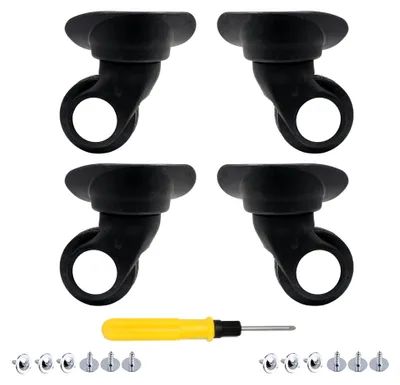 Produktbild von 2 Paar schwarze Universalräder für Gepäck, Kofferrollen, Ersatzräder